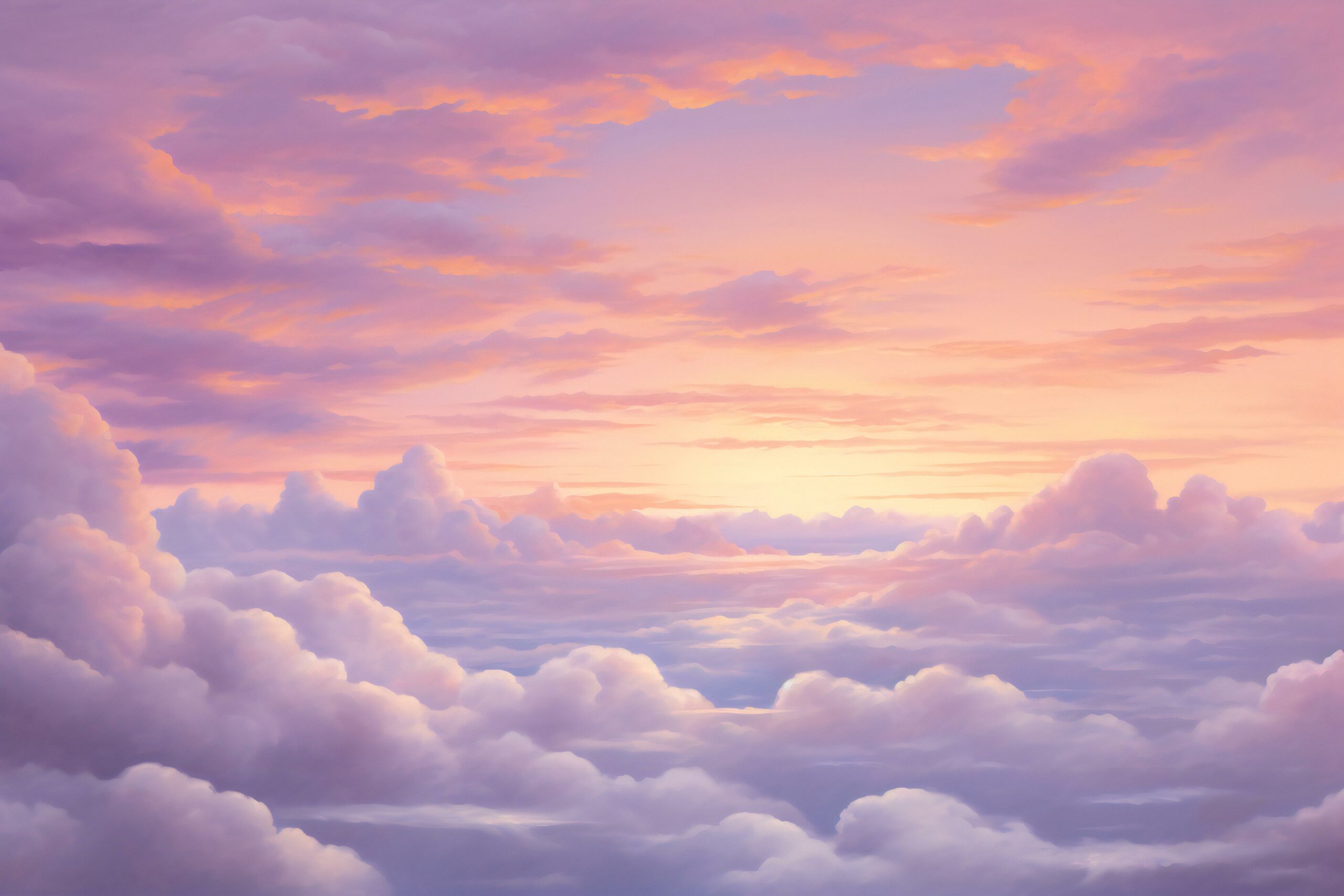 Aerial view of beautiful sunset above the clouds,  Nature background